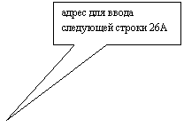 Прямоугольная выноска: адрес для ввода следующей строки 26A